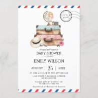 Vintage Travel Voyage Adventure Baby Shower Girl Invitation