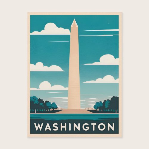 Vintage Travel Washington Monument Retro Graphic Postcard