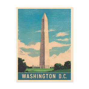 Vintage Travel Washington Monument Retro Scenic Postcard