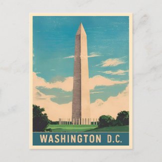 Vintage Travel Washington Monument Retro Scenic