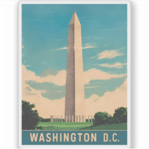 Vintage Travel Washington Monument Retro Scenic Sticker