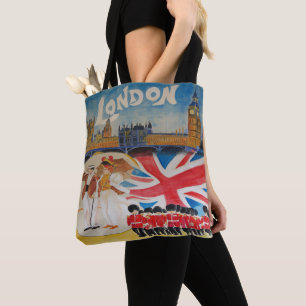 Vintage Travel Watercolor Art - London England Tote Bag
