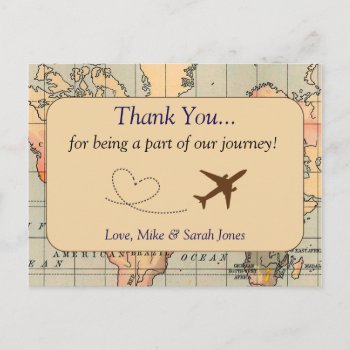 Vintage  Travel Wedding Thank You Postcard by AestheticJourneys at Zazzle