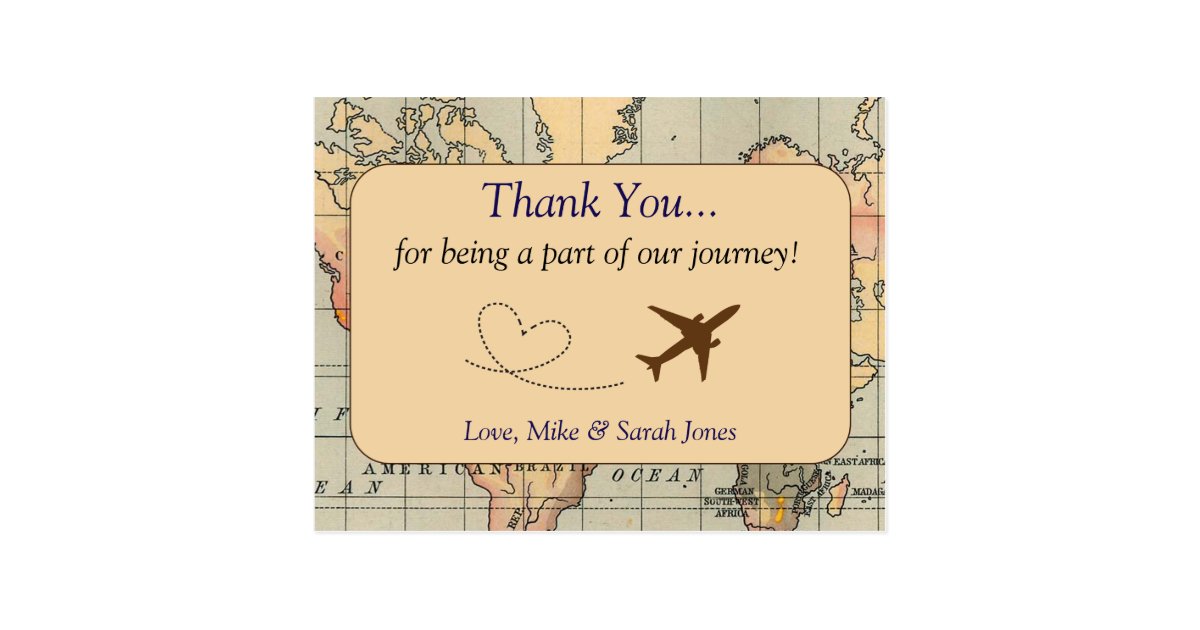 Vintage, Travel Wedding Thank You Postcard | Zazzle.com