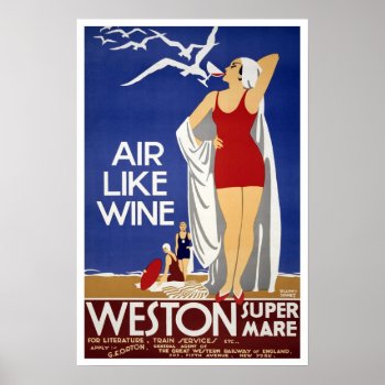 Vintage Travel Weston-super-mare Poster by ContinentalToursist at Zazzle