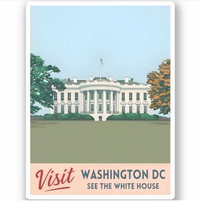 Vintage Travel White House Washington DC Sticker (Front)