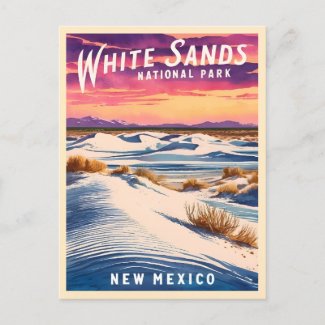Vintage Travel White Sands National Park Retro