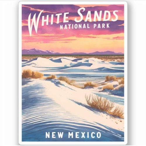 Vintage Travel White Sands National Park Retro Sticker