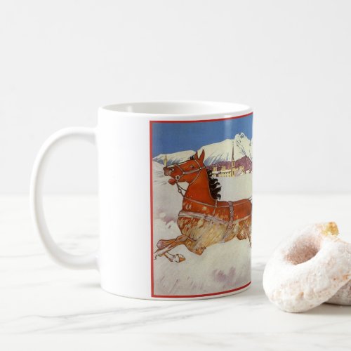 Vintage Travel Winter in Engadin Switzerland Coffee Mug