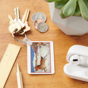 Vintage Travel, Winter in Engadin Switzerland Keychain