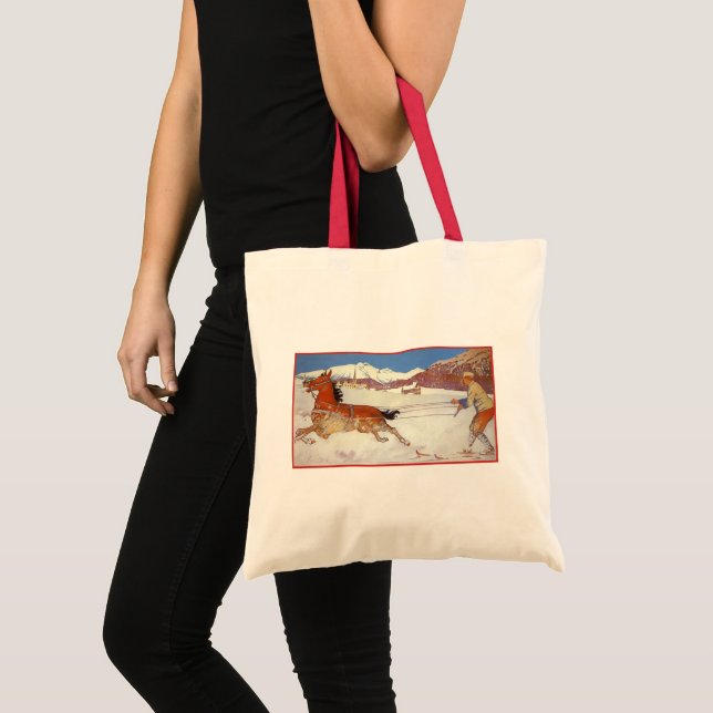 Vintage Travel, Winter in Engadin Switzerland Tote Bag (Front (Product))