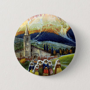 Vintage Travel, Women of Abruzzo, Italy Button