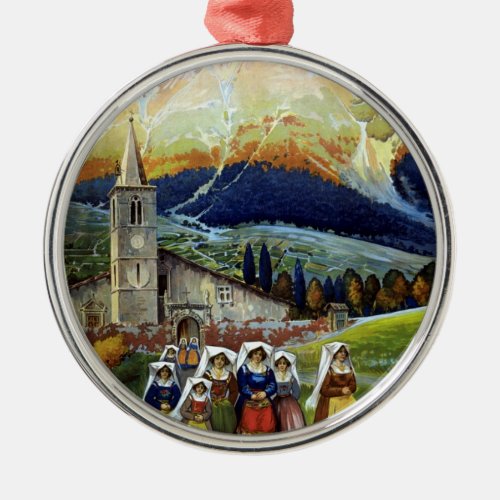 Vintage Travel Women of Abruzzo Italy Metal Ornament
