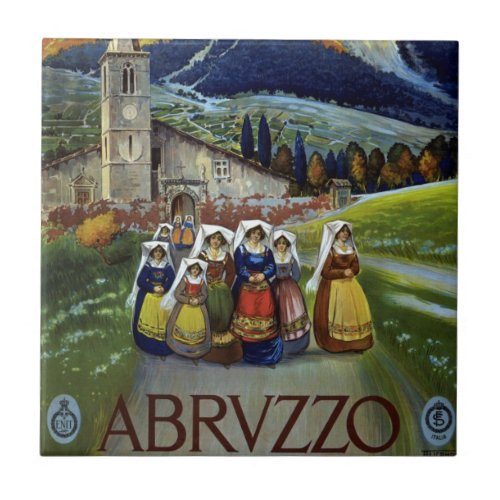 Vintage Travel Women of Abruzzo Italy Tile