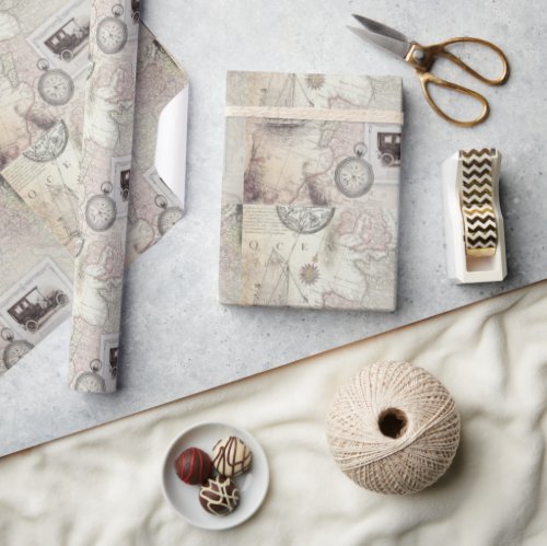 Vintage travel  wrapping paper