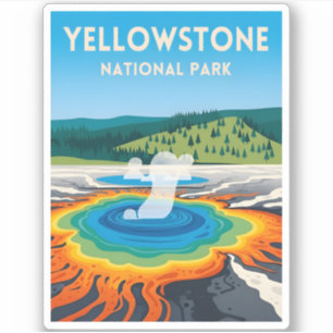 Vintage Travel Yellowstone National Park Landscape Sticker