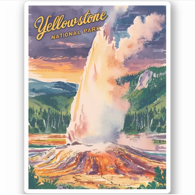 Vintage Travel Yellowstone National Park Retro Sticker (Front)