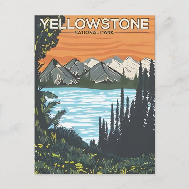 Vintage travel Yellowstone National Park Wyoming Postcard (Front)