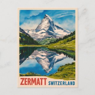 Vintage Travel Zermatt Switzerland Matterhorn