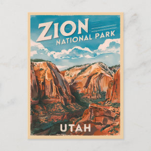 Vintage Travel Zion National Park Utah Retro Postcard