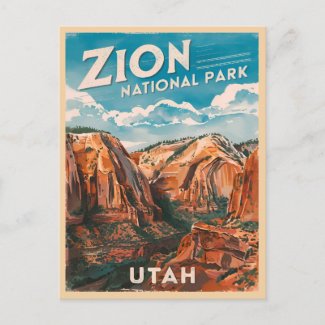 Vintage Travel Zion National Park Utah Retro
