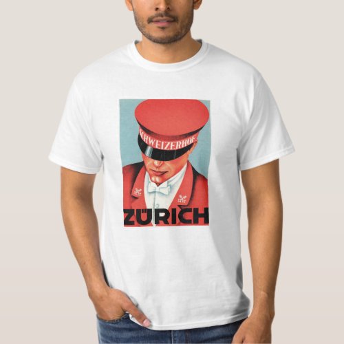 Vintage Travel Zurich Switzerland Label Art T_Shir T_Shirt
