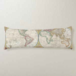 Vintage Traveler World Map Body Pillow