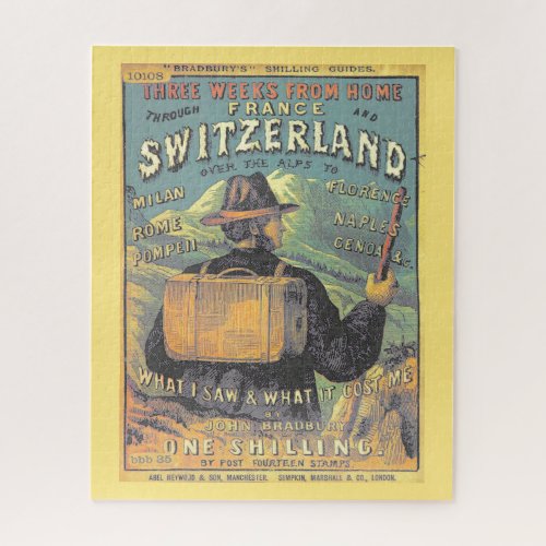 Vintage Travelers Guide to Switzerland Illustrated Jigsaw Puzzle