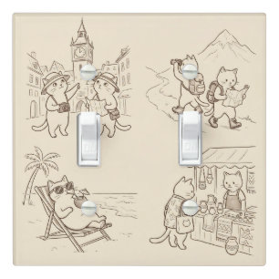 Vintage Traveling Cats Kitchen Light Switch Cover