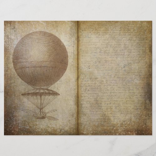 Vintage Traveller Hot Air Balloon Journal Page