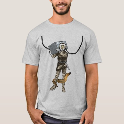 Vintage Treasure Helmet Diver with an Eel URM T_Shirt