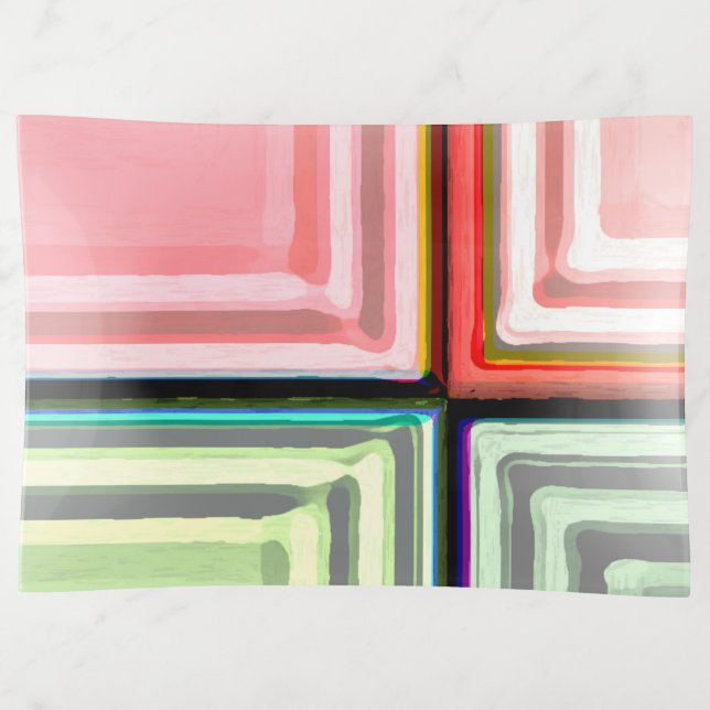 Vintage Treasures - Elegant Geometric Abstract Art Trinket Tray (Front)