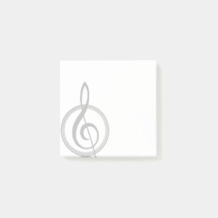 Vintage Treble Clef Greyscale Post It Notes