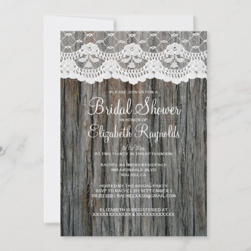 Vintage Tree Bark Bridal Shower Invitations