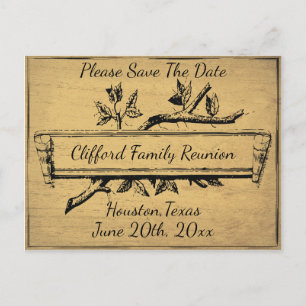 Vintage Tree Branch Banner Save The Date Announcement Postcard