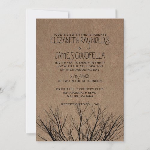 Vintage Tree Branches Wedding Invitations