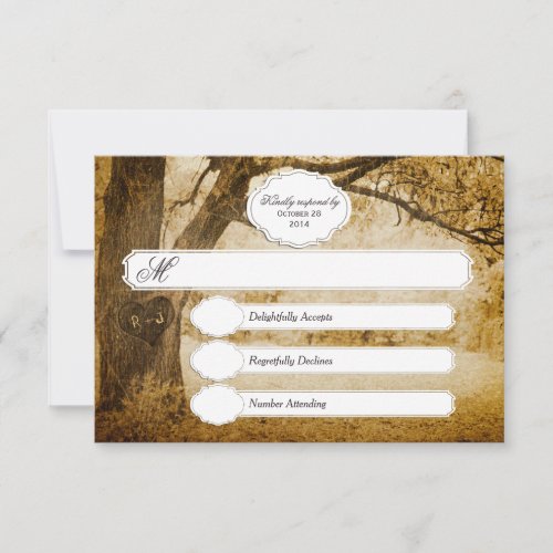 Vintage Tree Carving Wedding RSVP 10