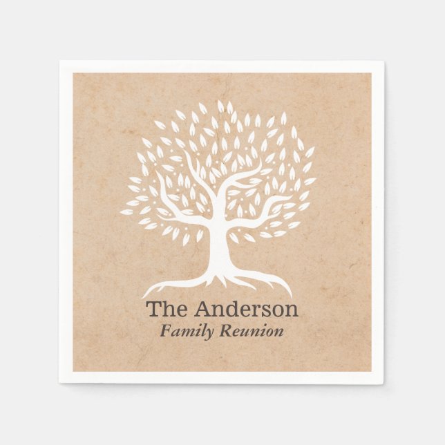 Vintage Tree Family Reunion Paper Napkins (Front)