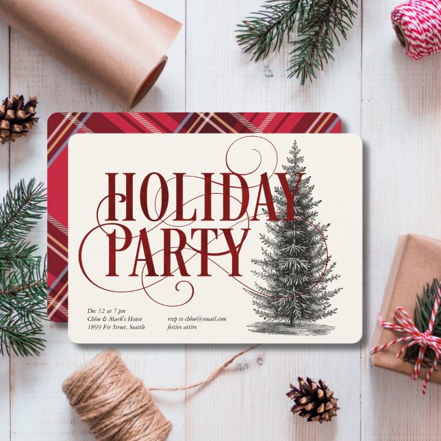 Vintage Tree Holiday Party Invitation (Creator Uploaded)