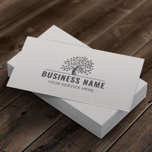 Vintage Tree Logo Lawn Care & Landscaping Plain Business Card