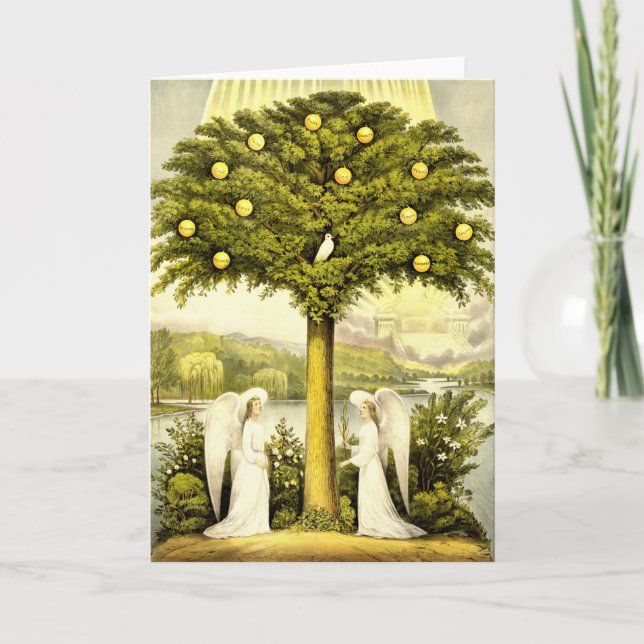 Vintage Tree of Life Christian Illustration 1892 Card (Front)