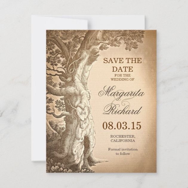 Vintage Tree Old Rustic Save The Date Cards