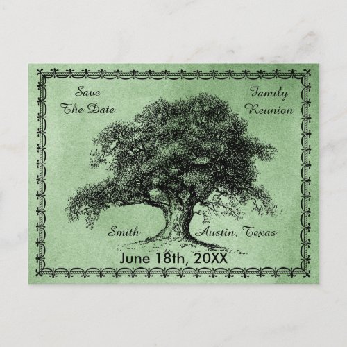 Vintage Tree Outdoor Rustic Family Reunion Green Announcement Postcard