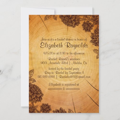 Vintage Tree Ring Bridal Shower Invitations