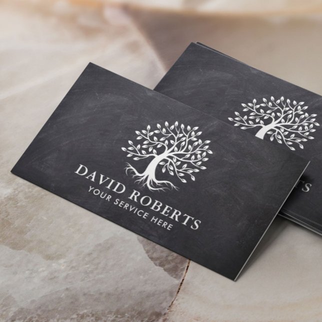 Vintage Tree Roots Elegant Chalkboard Business Card (Creator Uploaded)