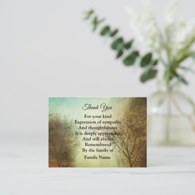 Vintage Tree Thank You  Note Card (Standing Front)
