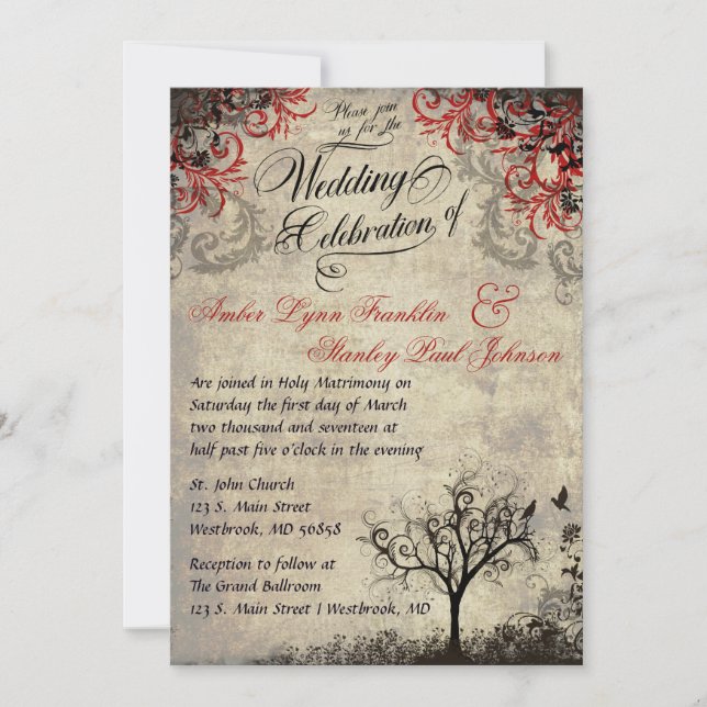 Vintage Tree Wedding Invitation (Front)