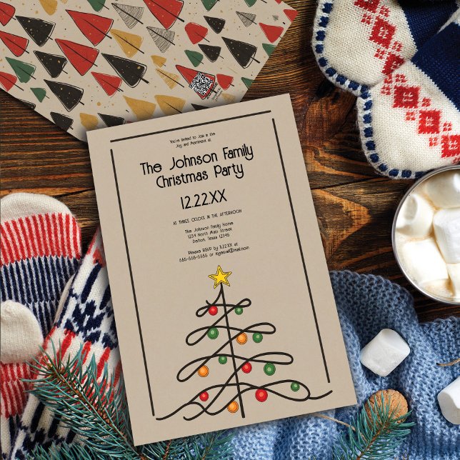 Vintage Trees Charm: Merry Christmas Party Holiday Card (Creator Uploaded)