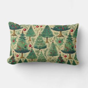 Vintage trees Christmas Lumbar Pillow