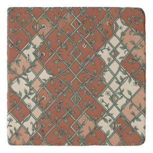 Vintage Trellis Vine Floral Pattern Terracotta Trivet